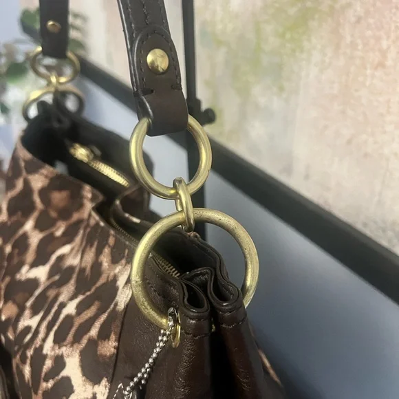 Coach Brown Park Chain Leopard Print Shoulder Bag - Picture 6 of 13